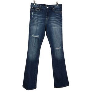 True Religion Becca Mid Rise Bootcut Jeans 32 Blue‎ Distressed Stretch